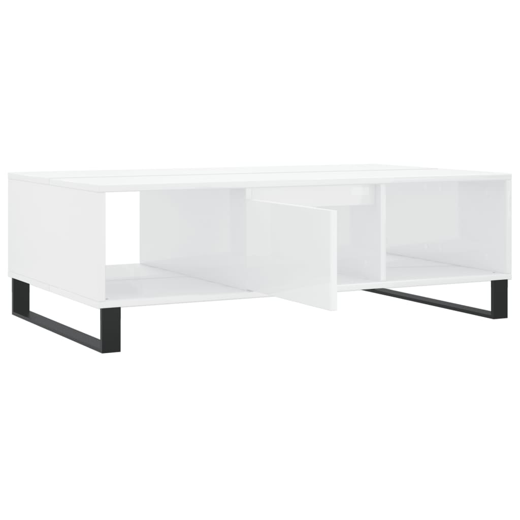 vidaXL Mesa de centro 104x60x35 cm derivados madeira branco brilhante