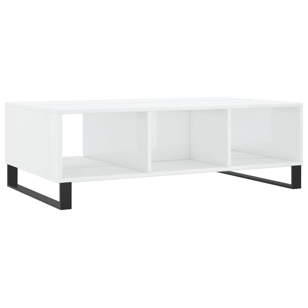 vidaXL Mesa de centro 104x60x35 cm derivados madeira branco brilhante