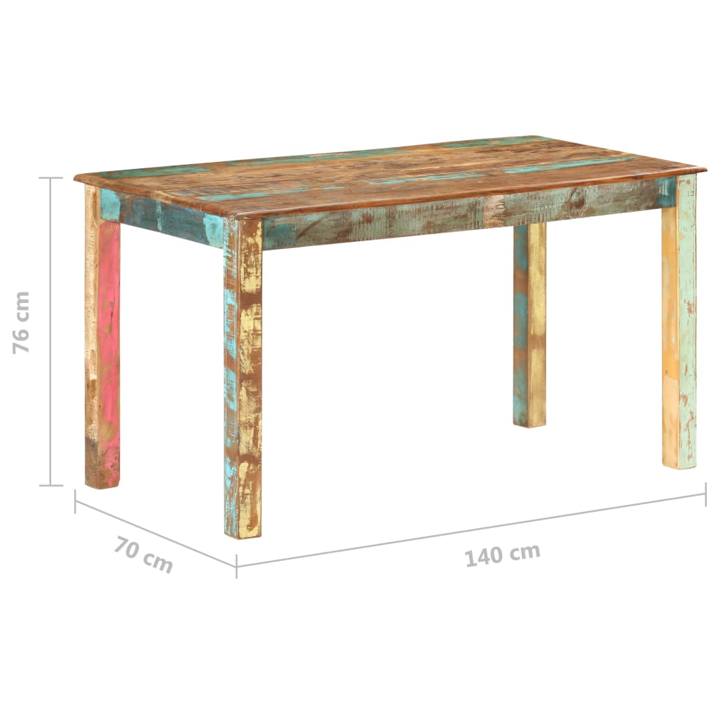 vidaXL Mesa de jantar 140x70x76 cm madeira recuperada maciça