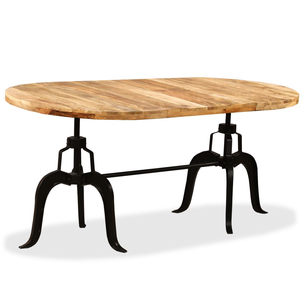 vidaXL Mesa de jantar madeira de mangueira maciça e aço 180 cm