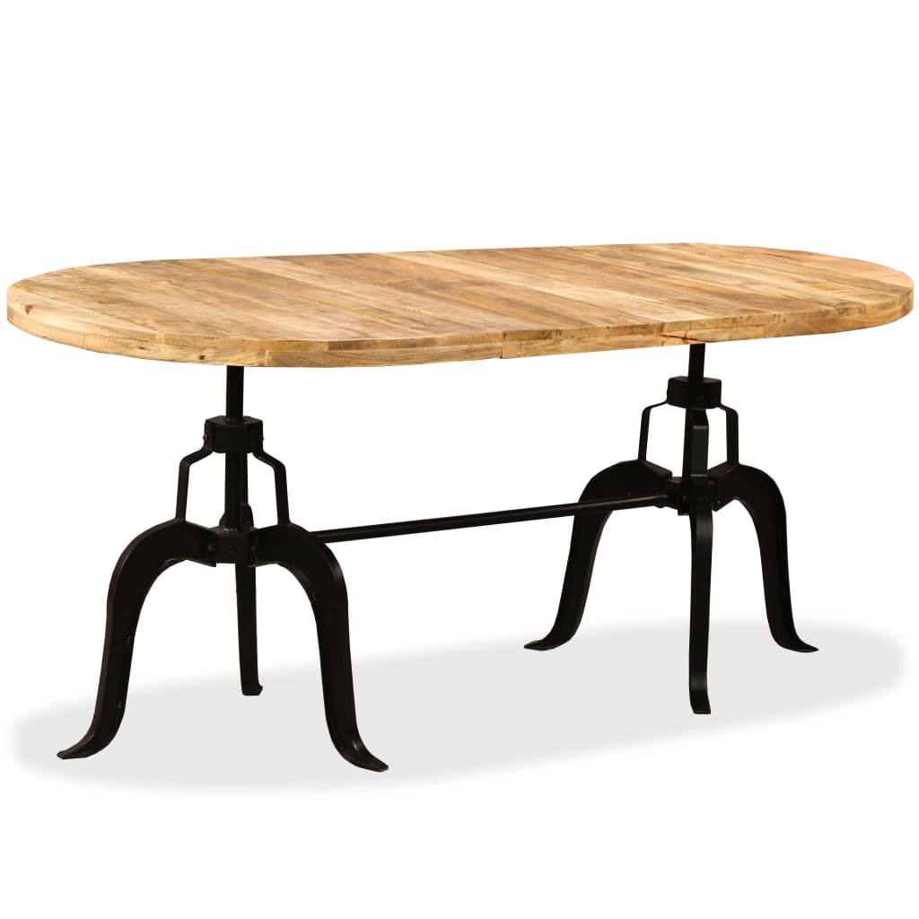 vidaXL Mesa de jantar madeira de mangueira maciça e aço 180 cm