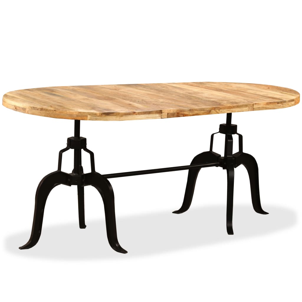 vidaXL Mesa de jantar madeira de mangueira maciça e aço 180 cm