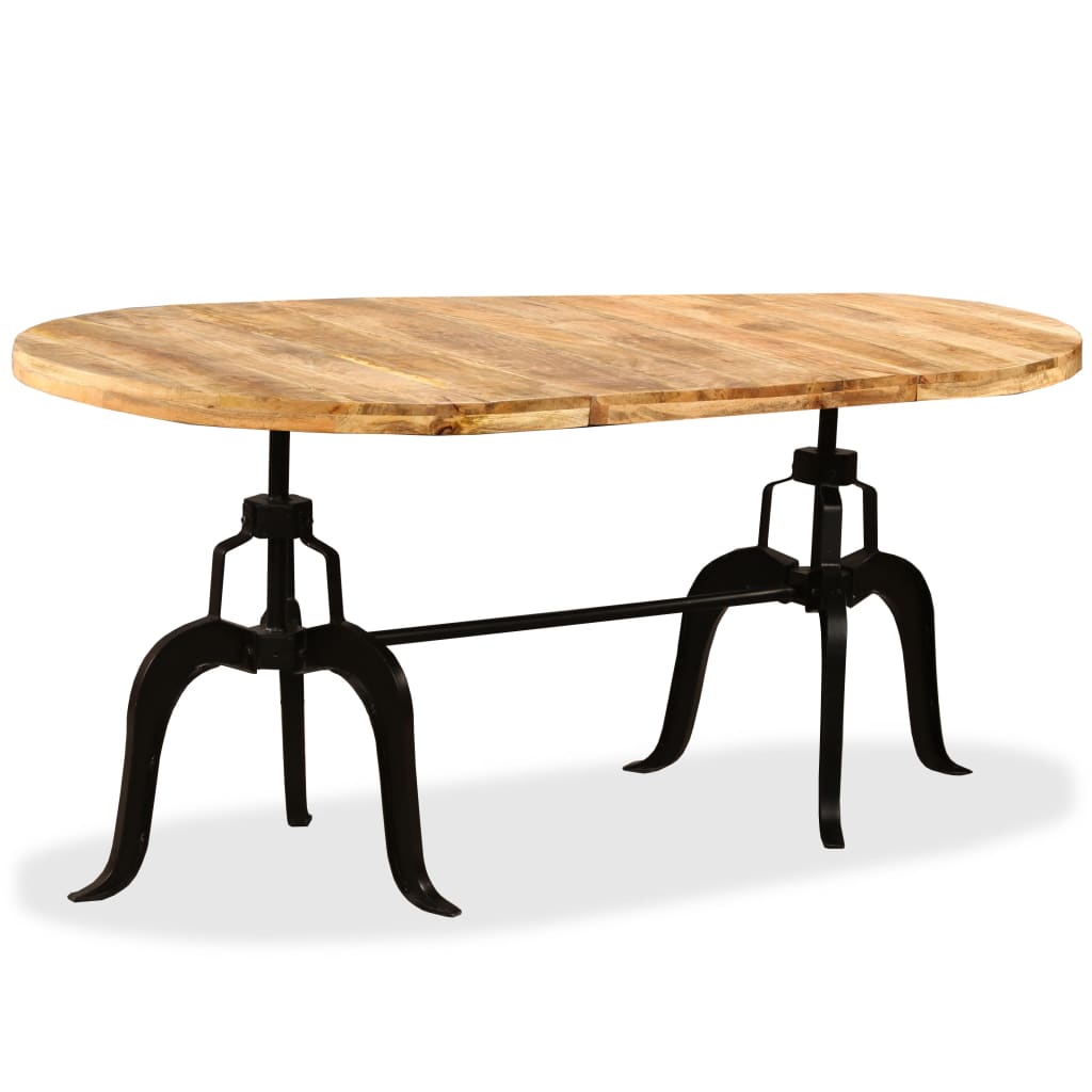 vidaXL Mesa de jantar madeira de mangueira maciça e aço 180 cm