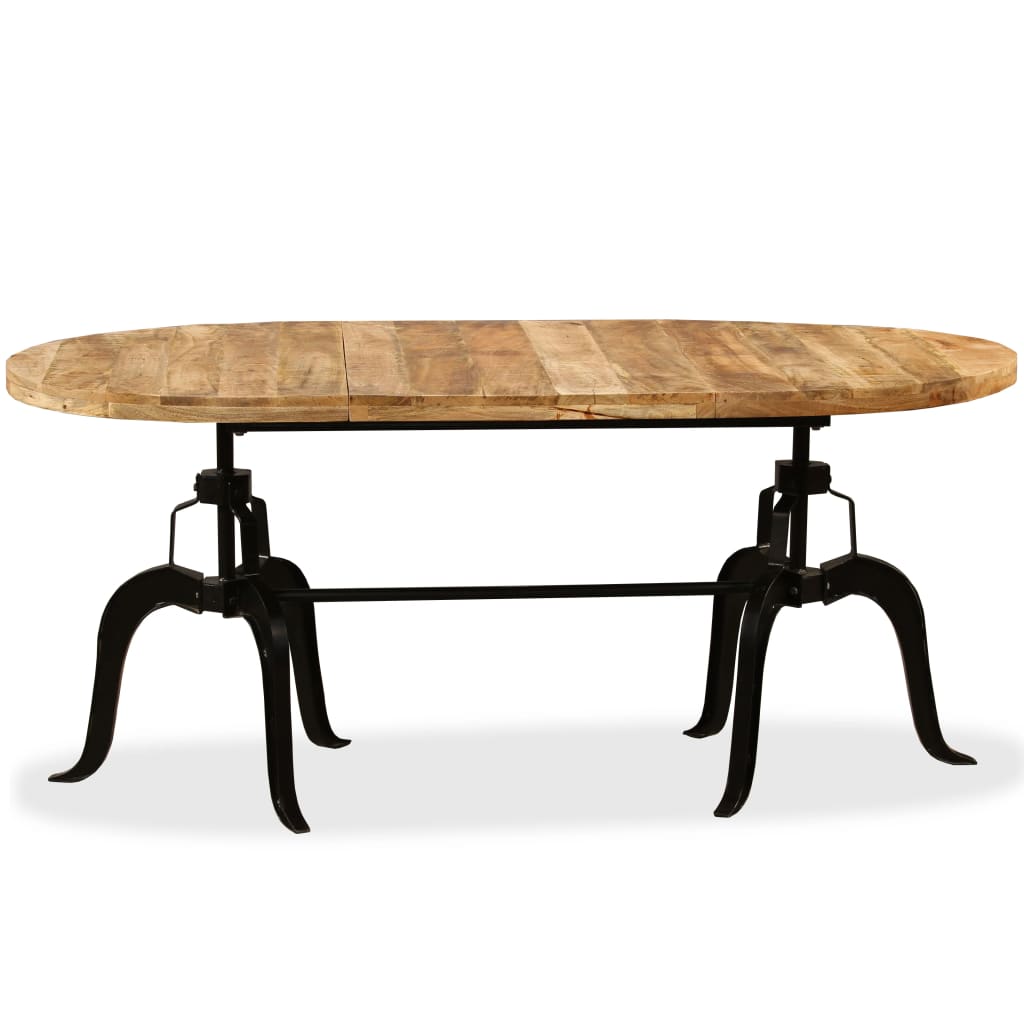 vidaXL Mesa de jantar madeira de mangueira maciça e aço 180 cm