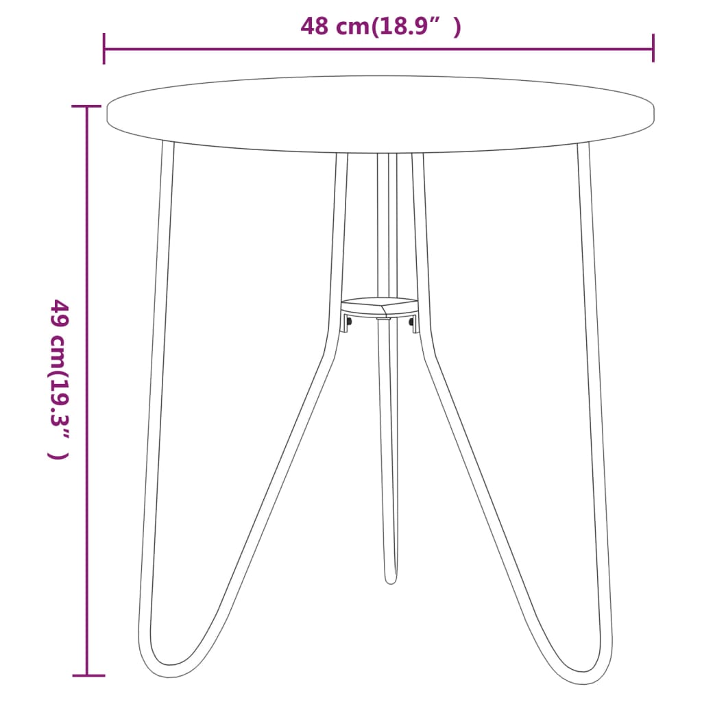 vidaXL Mesa de centro 48 cm MDF e ferro preto