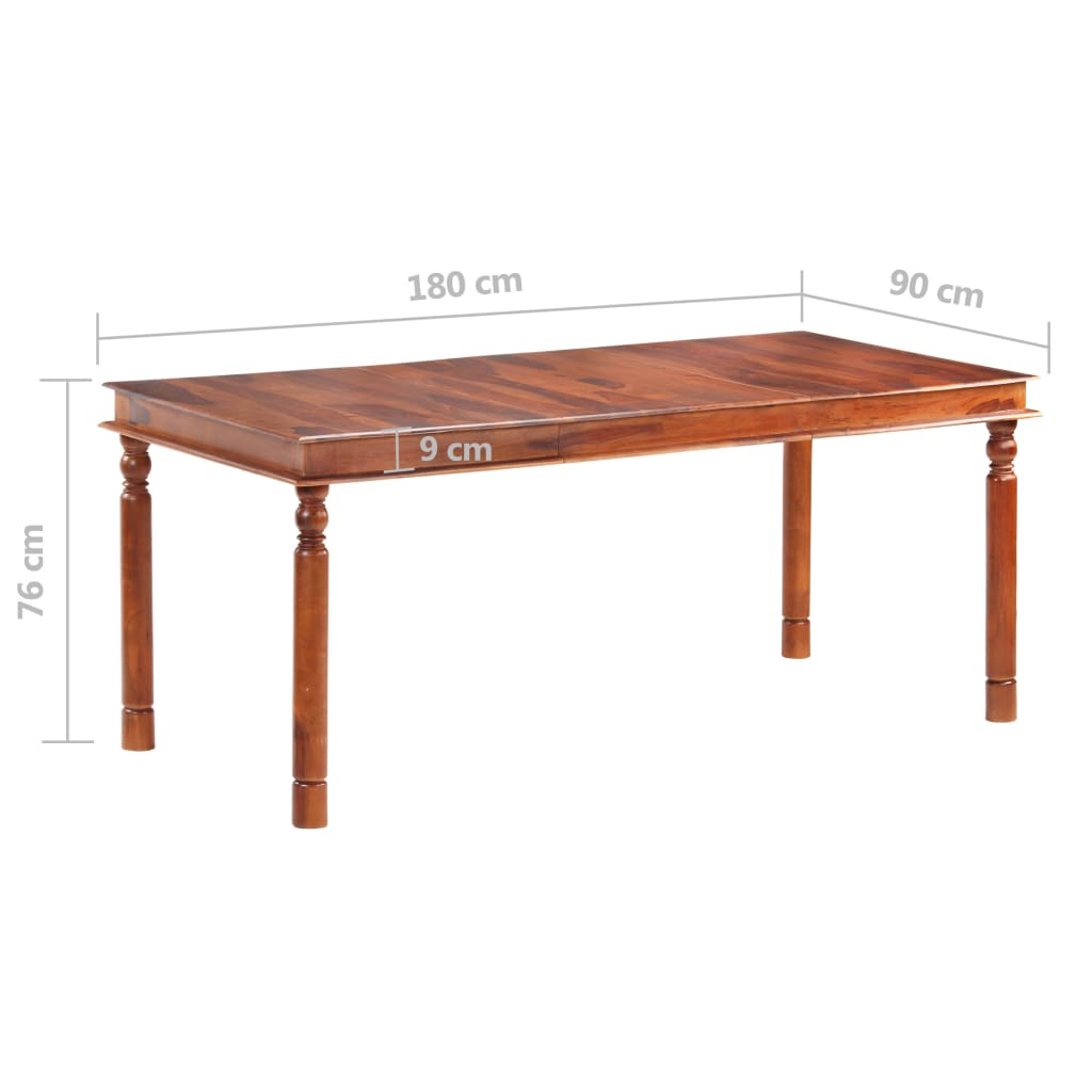 vidaXL Mesa de jantar 180x90x76 cm madeira de sheesham maciça