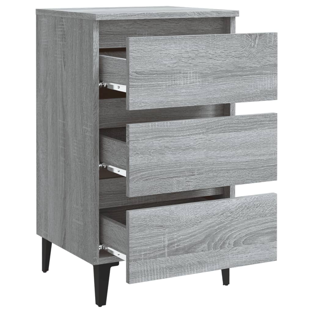 vidaXL Mesa de cabeceira c/ pernas de metal 40x35x69 cm sonoma cinza