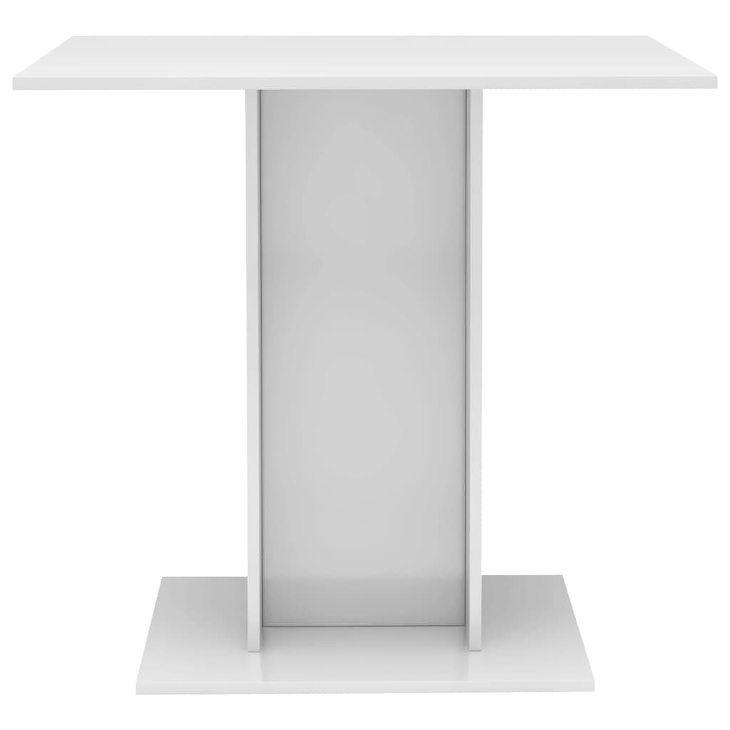 vidaXL Mesa de jantar 80x80x75 cm contraplacado branco brilhante