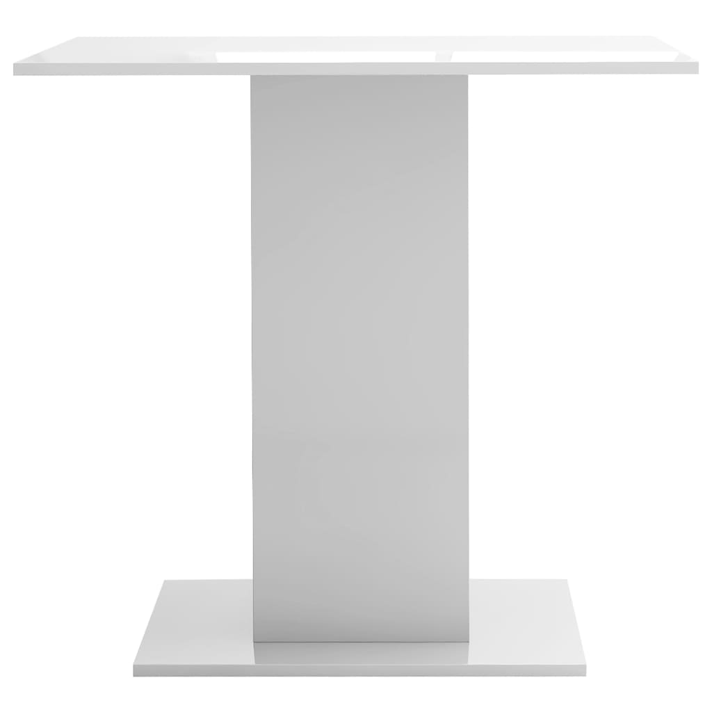 vidaXL Mesa de jantar 80x80x75 cm contraplacado branco brilhante