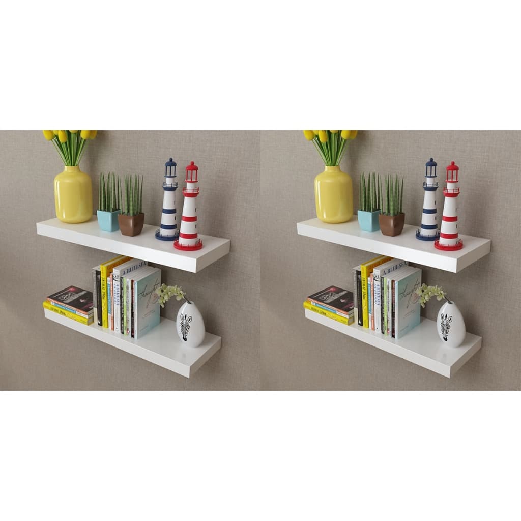 vidaXL Prateleiras de parede 4 pcs branco 60 cm