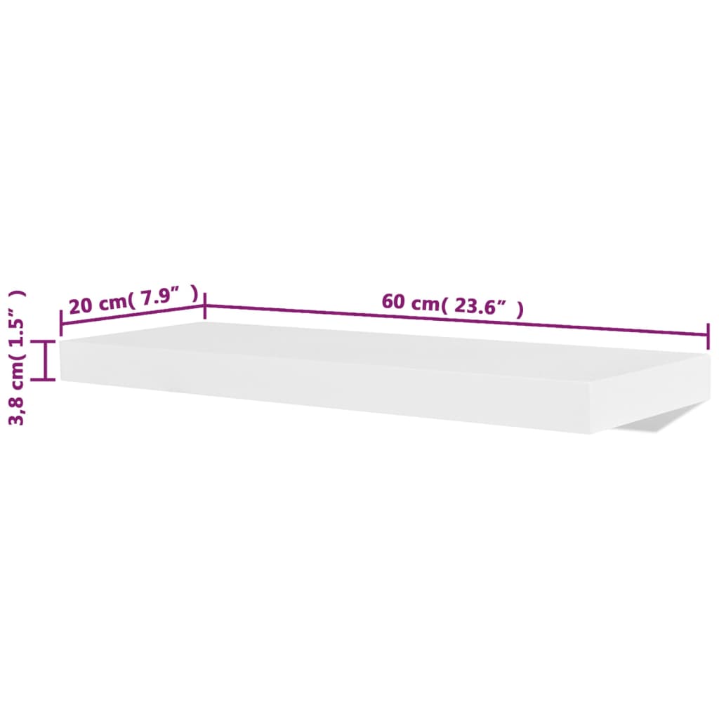 vidaXL Prateleiras de parede 4 pcs branco 60 cm