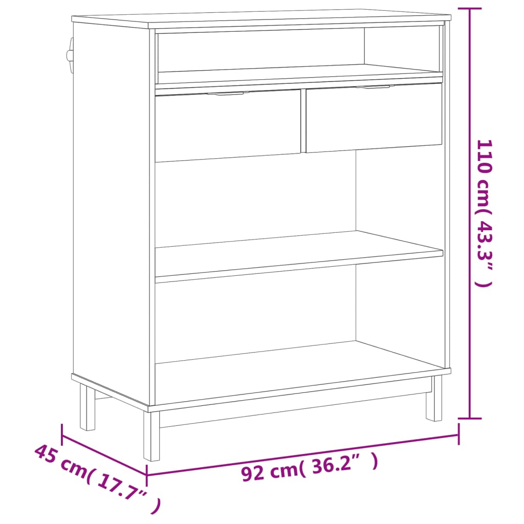 vidaXL Mesa de bar FLAM 92x45x110 cm madeira de pinho maciça