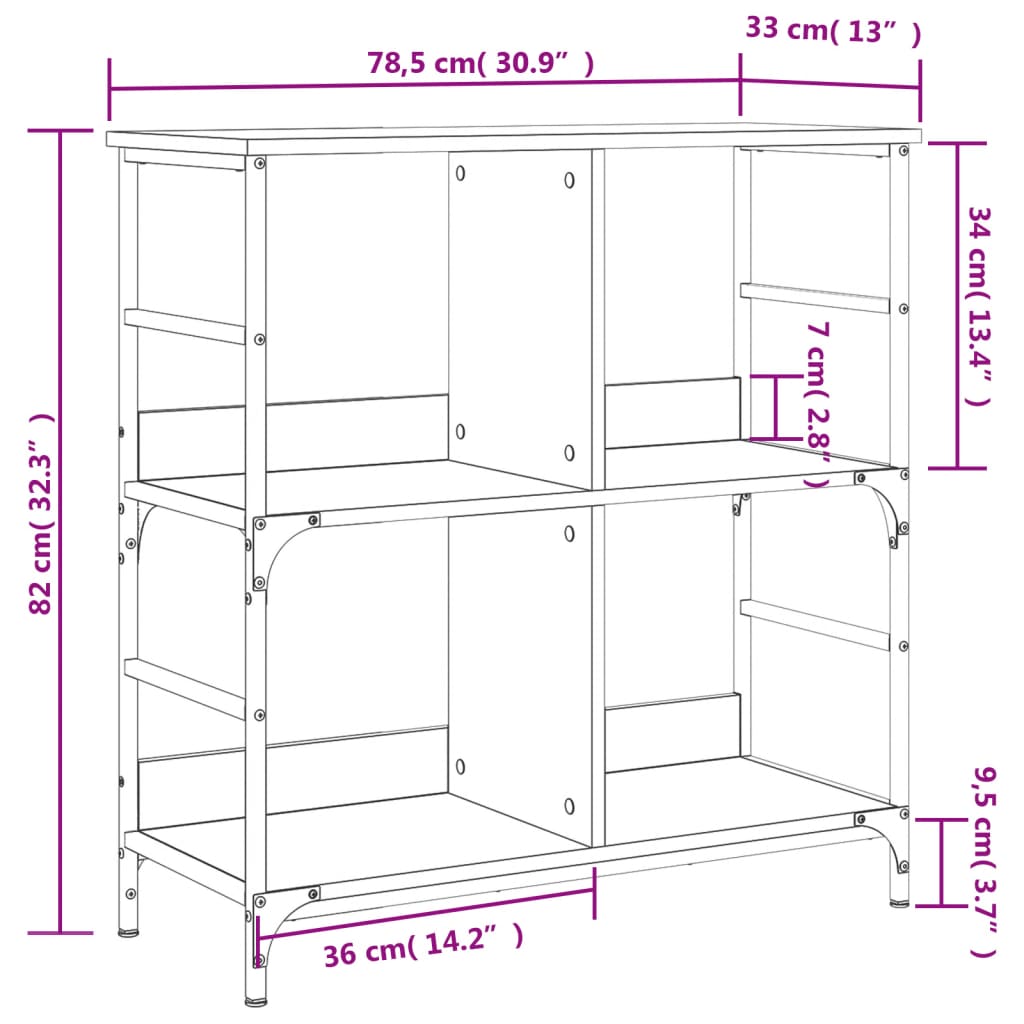 vidaXL Estante 78,5x33x82 cm derivados de madeira preto