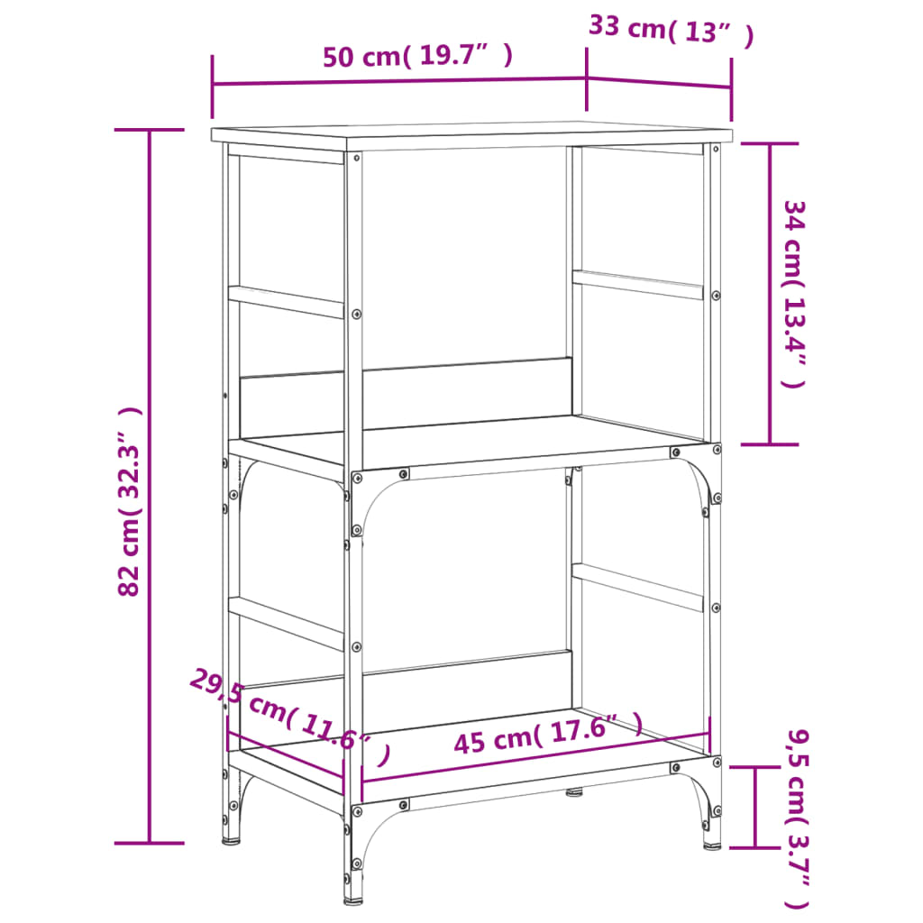 vidaXL Estante 50x33x82 cm derivados de madeira cinzento sonoma