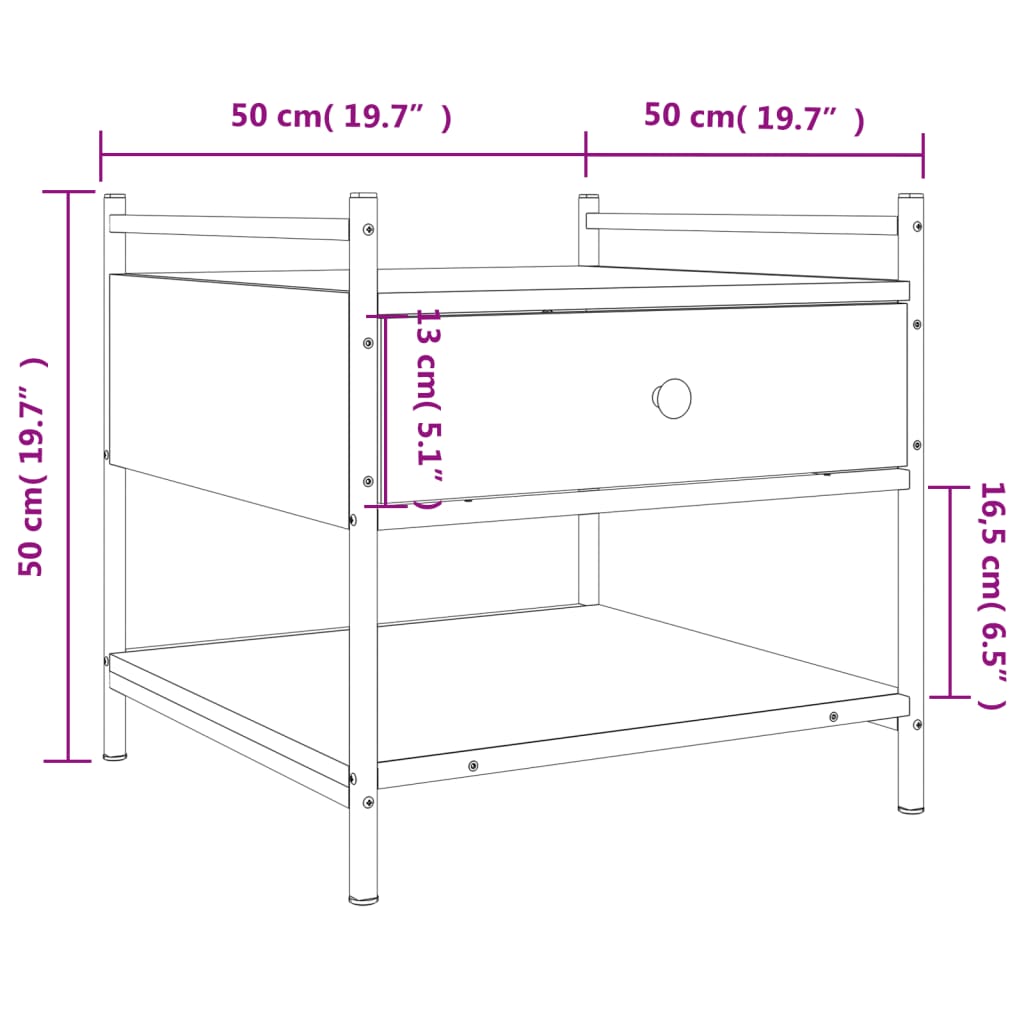 vidaXL Mesa de centro 50x50x50 cm derivados de madeira cinzento sonoma