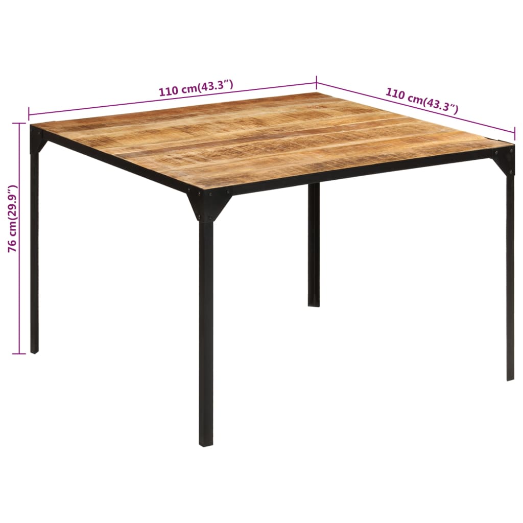 vidaXL Mesa de jantar 110x110x76 cm madeira de mangueira maciça