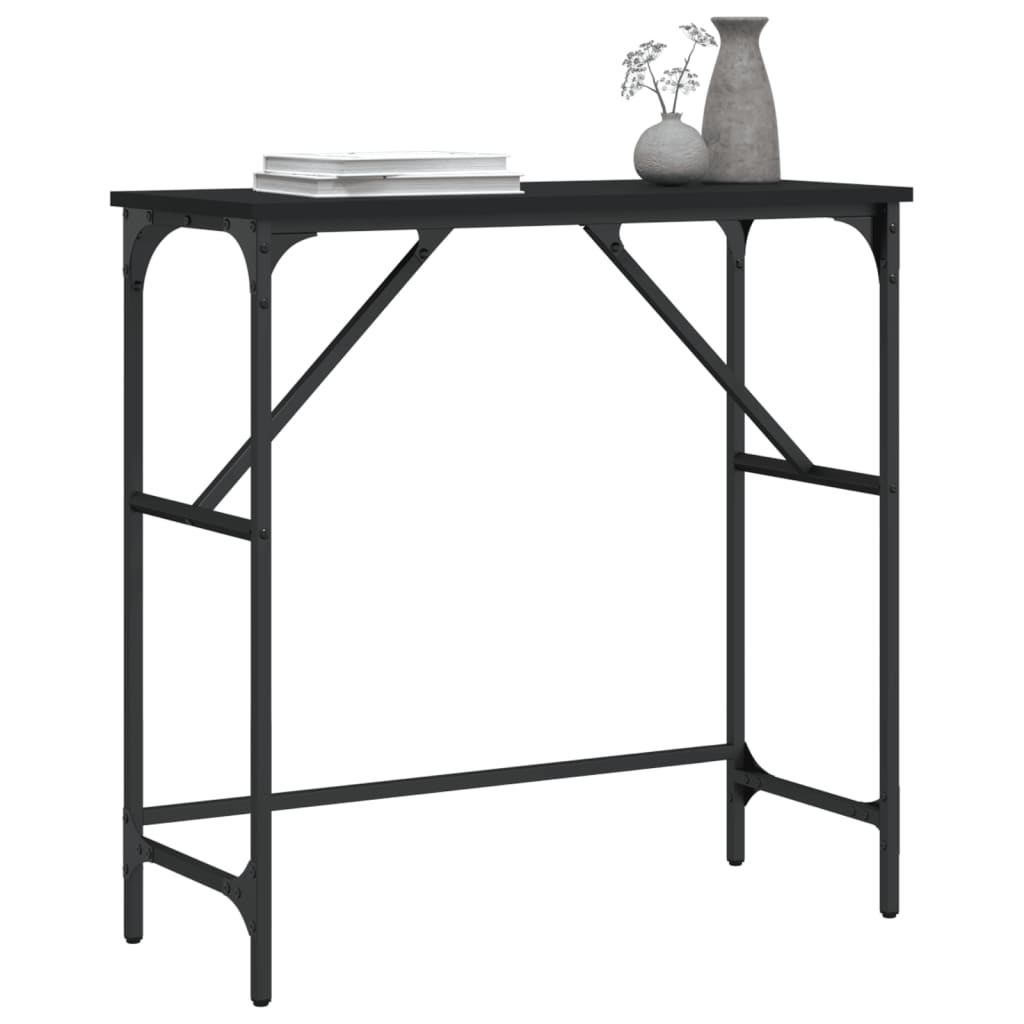 vidaXL Mesa consola 75x32x75 cm derivados de madeira preto