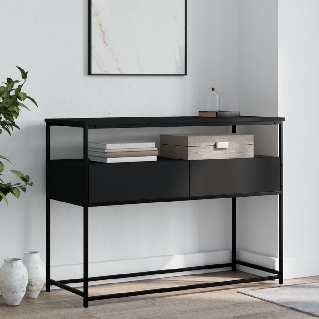 vidaXL Mesa consola 100x40x75 cm derivados de madeira preto