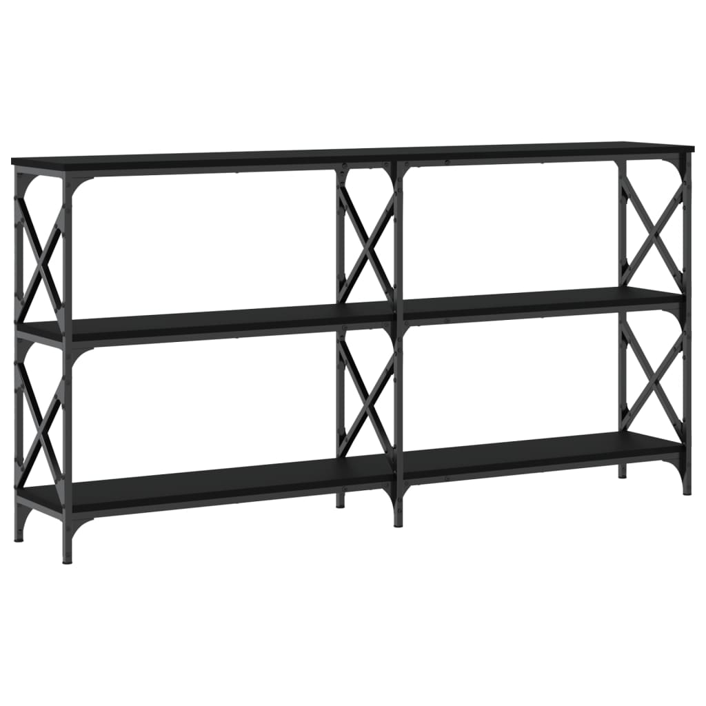 vidaXL Mesa consola 156x28x80,5 cm derivados de madeira preto