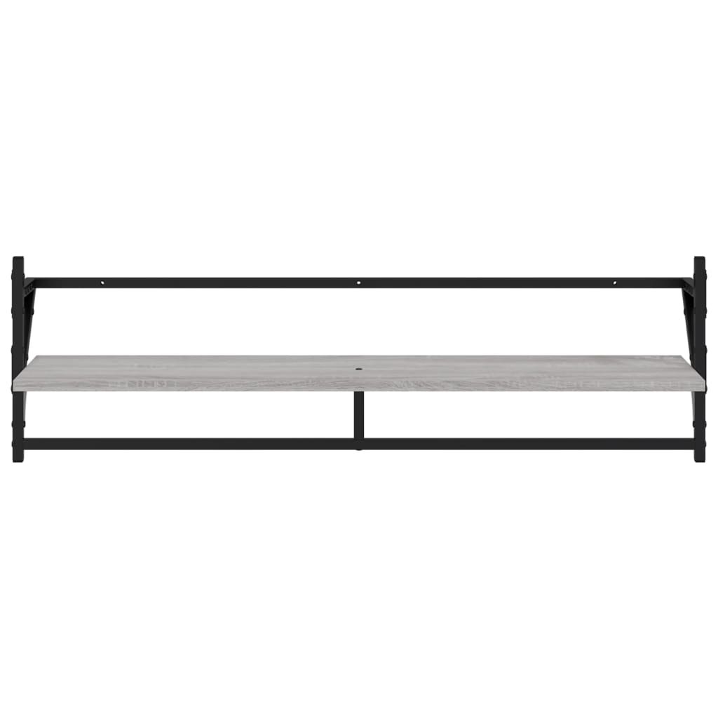 vidaXL Prateleiras de parede c/ barras 2 pcs 100x25x30 cm cinza sonoma