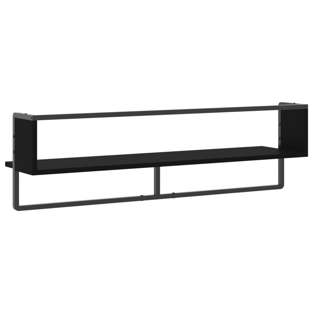 vidaXL Prateleira de parede com barra 100x25x30 cm preto