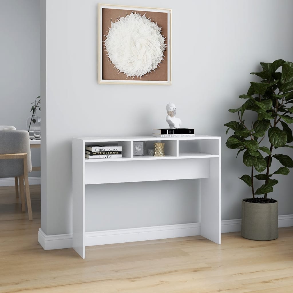 vidaXL Mesa consola 105x30x80 cm contraplacado branco