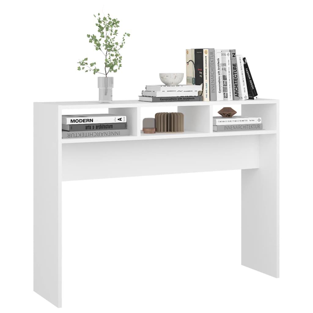 vidaXL Mesa consola 105x30x80 cm contraplacado branco