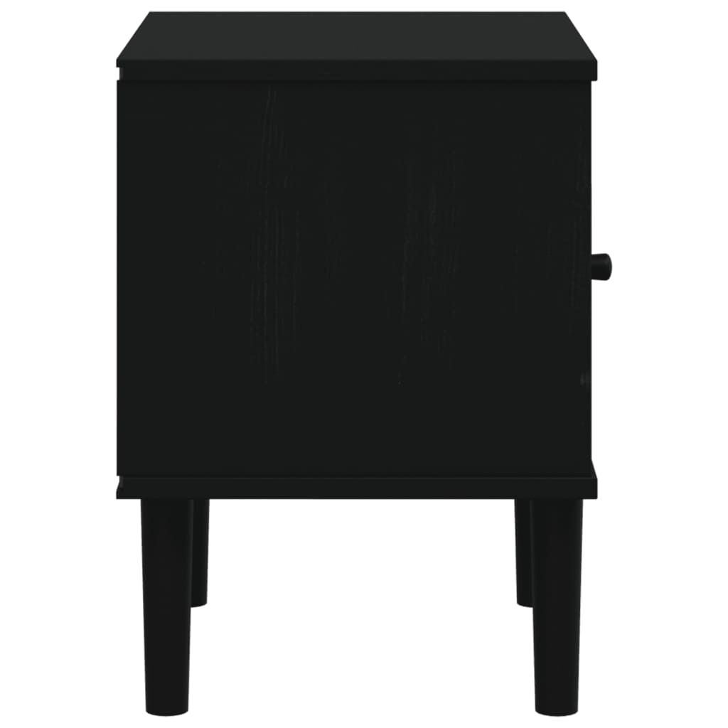 vidaXL Mesa de cabeceira SENJA 40x35x48 cm pinho maciço preto