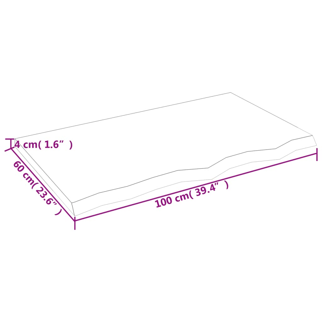 vidaXL Prateleira de parede 100x60x(2-4)cm carvalho maciço não tratado