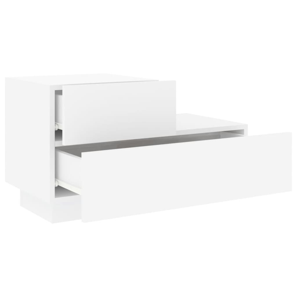 vidaXL Mesa de cabeceira com luzes LED 70x36x40,5 cm branco