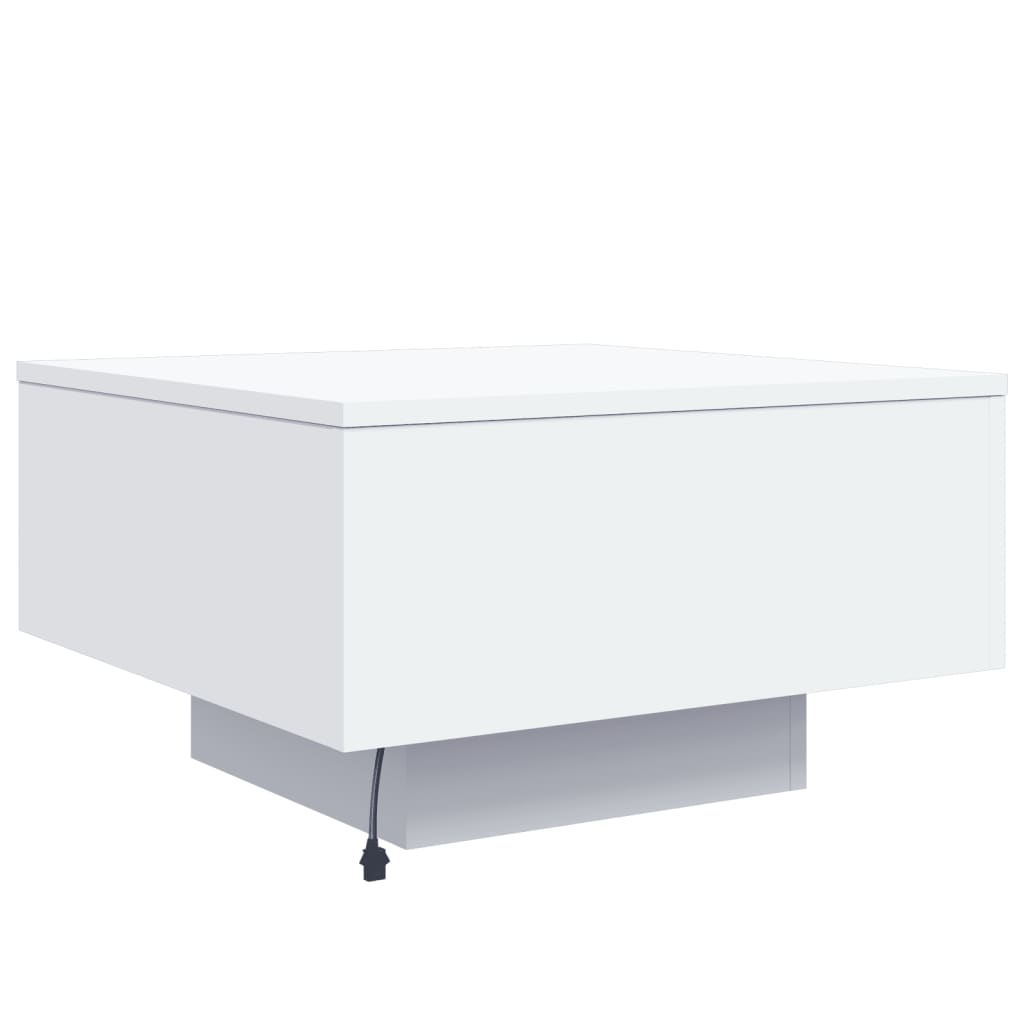 vidaXL Mesa de centro com luzes LED 55x55x31 cm branco