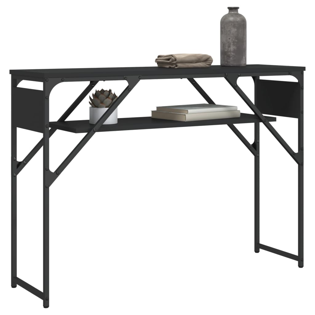 vidaXL Mesa consola c/ prateleira 105x30x75 cm derivados madeira preto