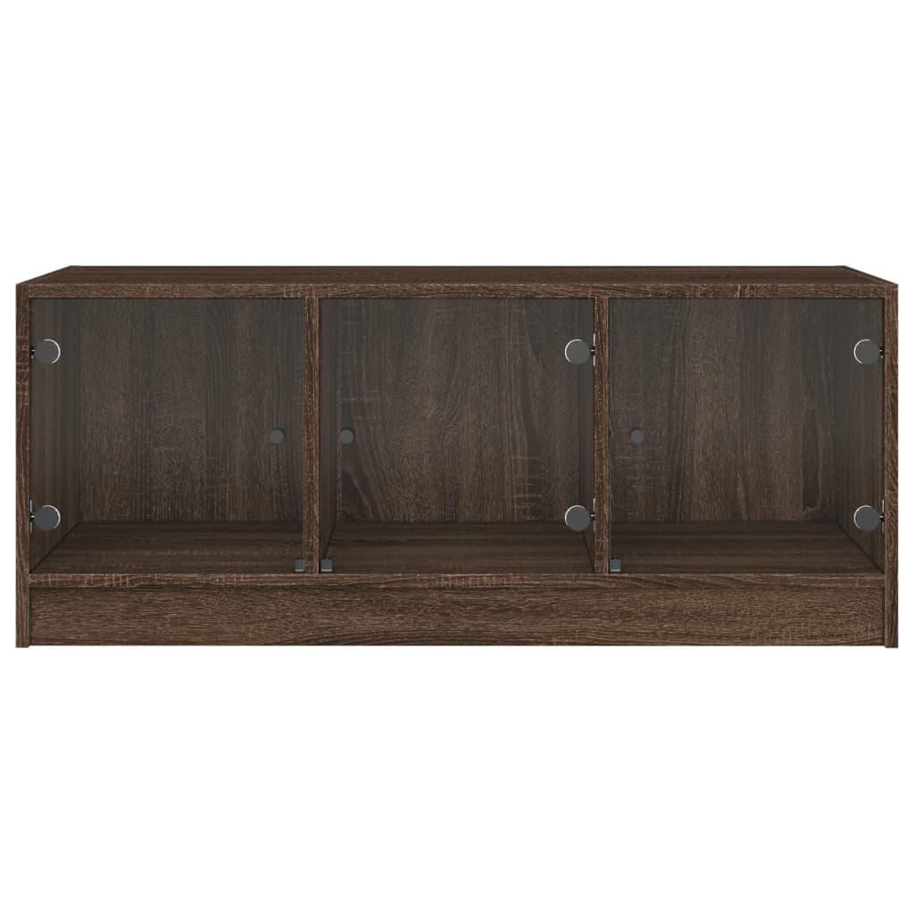 vidaXL Mesa de centro c/ portas de vidro 102x50x42cm carvalho castanho