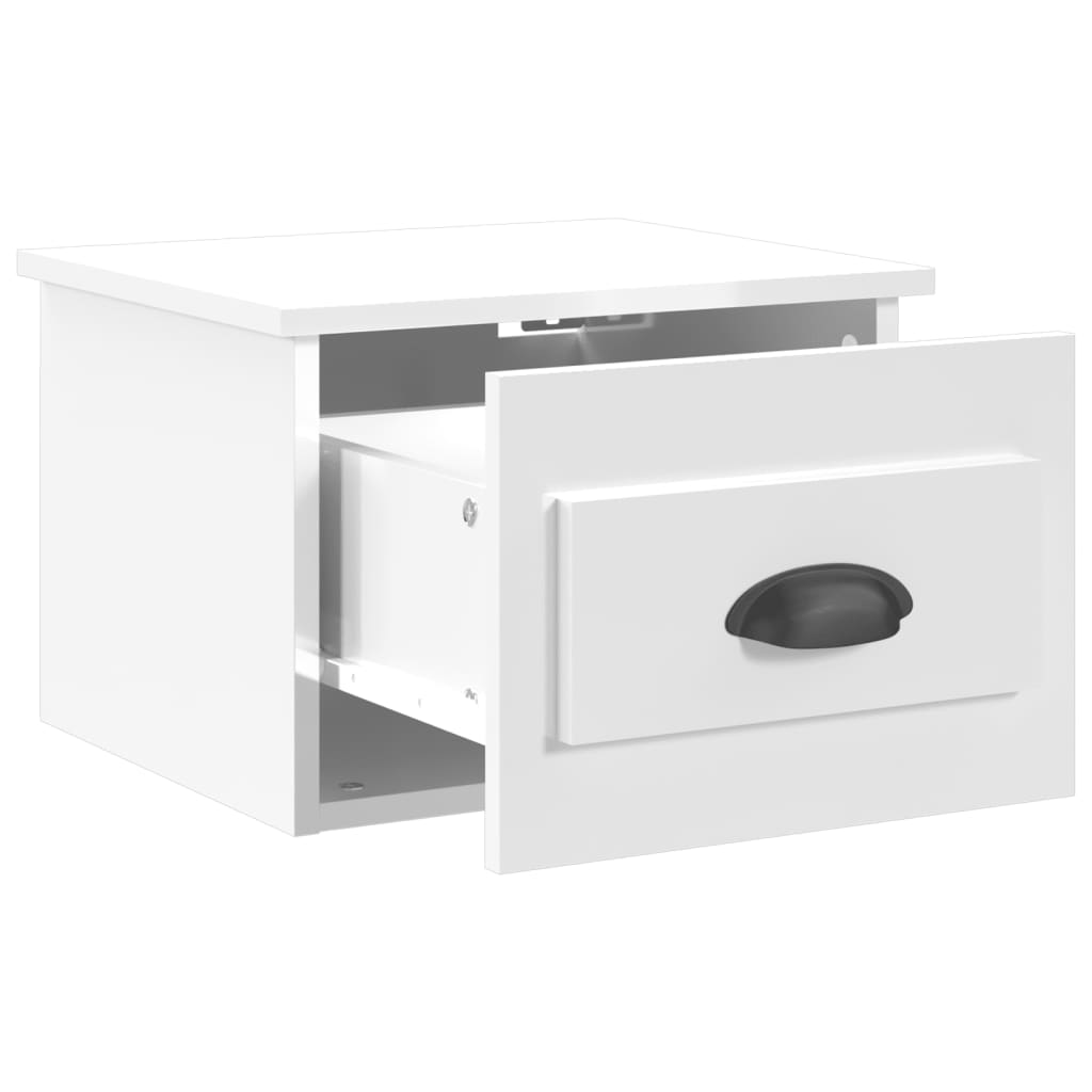 vidaXL Mesa de cabeceira de parede 41,5x36x28 cm branco brilhante