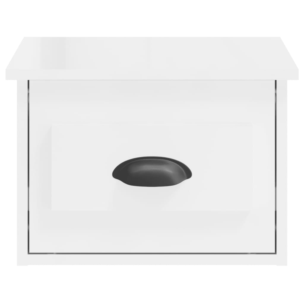 vidaXL Mesa de cabeceira de parede 41,5x36x28 cm branco brilhante