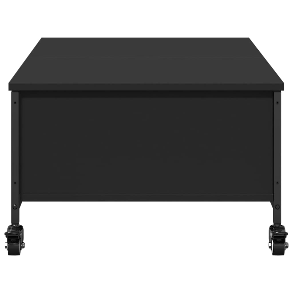 vidaXL Mesa de centro c/ rodas 91x55x34 cm derivados de madeira preto