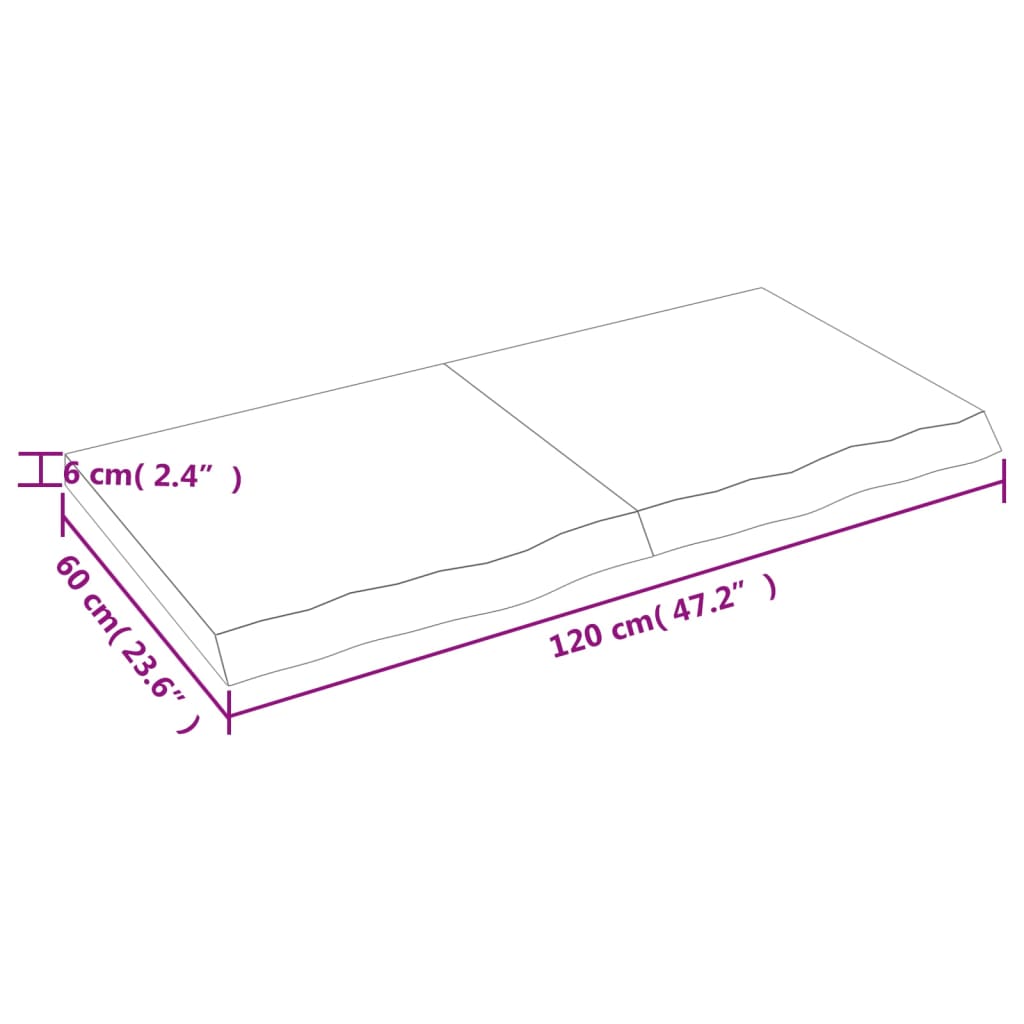 vidaXL Prateleira de parede 120x60x(2-6)cm carvalho maciço não tratado