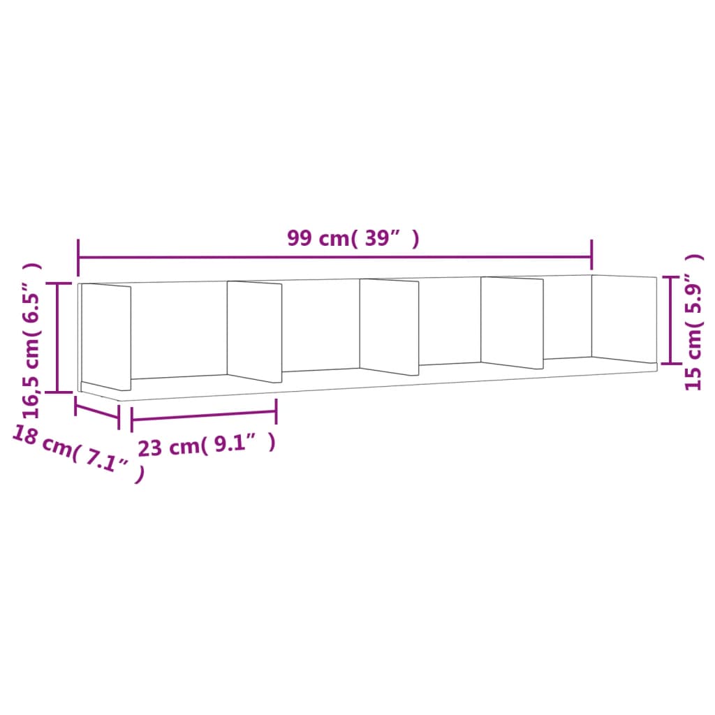 vidaXL Armários de parede 2 pcs 99x18x16,5 cm derivados madeira branco