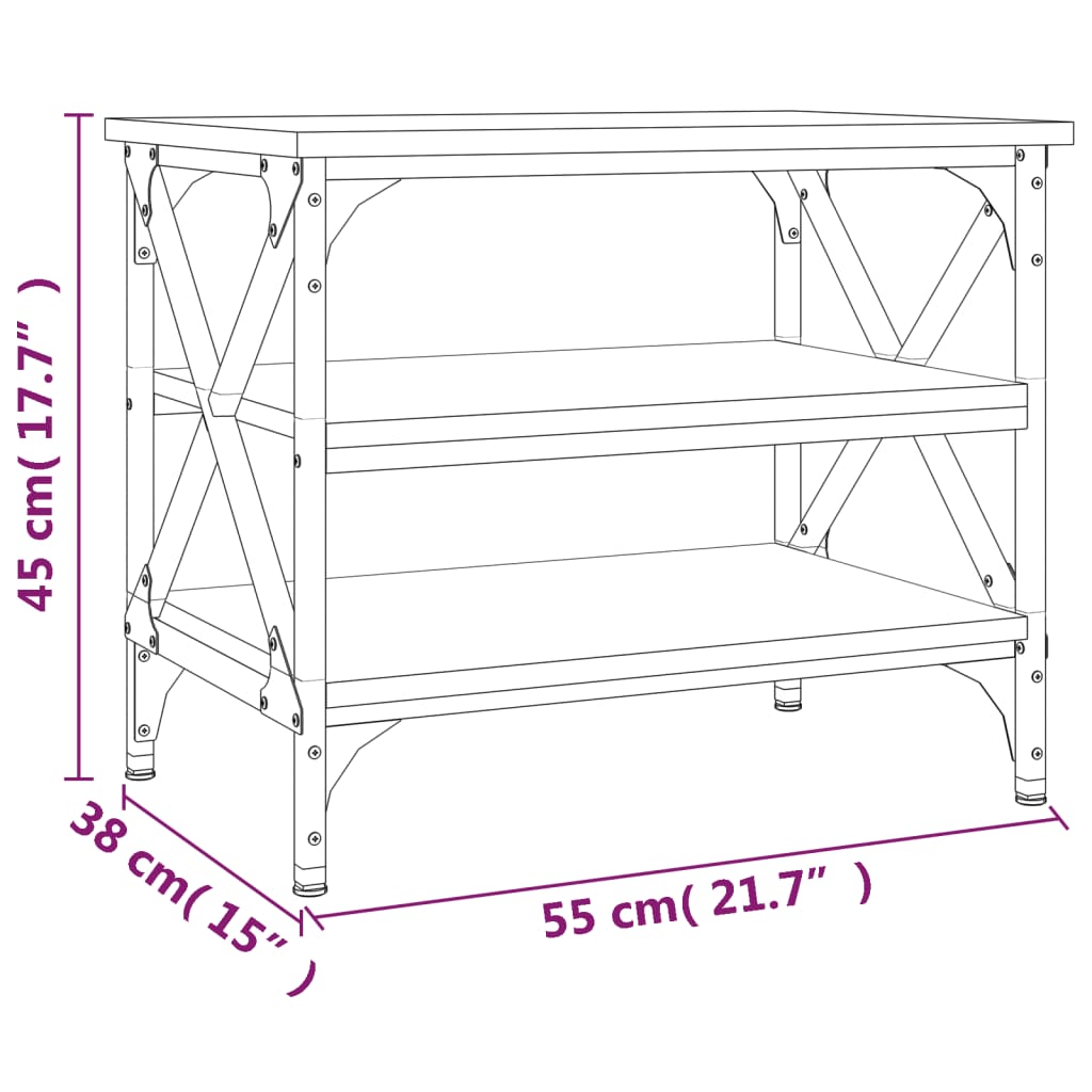 vidaXL Mesa de apoio 55x38x45 cm derivados madeira carvalho castanho