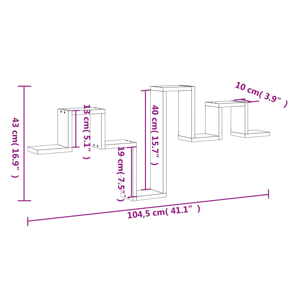 vidaXL Estante de parede 104,5x10x43 cm derivados de madeira branco