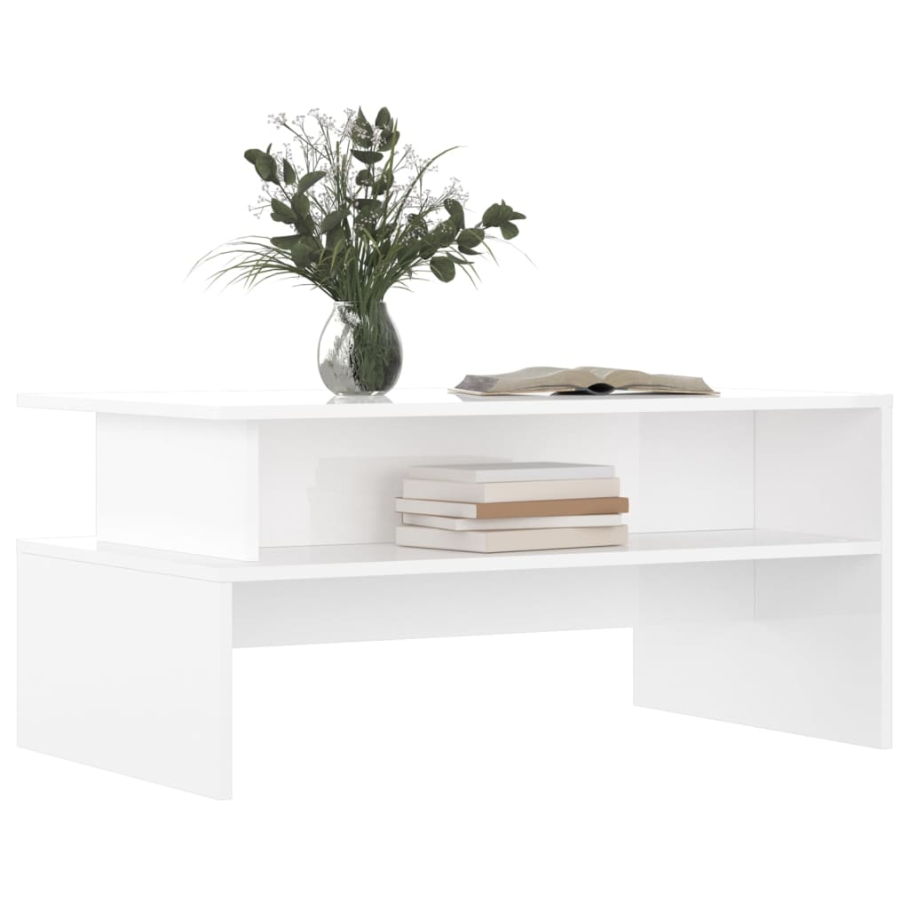 vidaXL Mesa de centro 90x55x42,5 cm derivados madeira branco brilhante