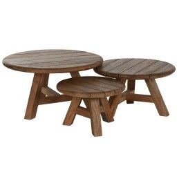 Home ESPRIT|Jogo de 3 mesas Home ESPRIT Teca 80 x 80 x 43 cm