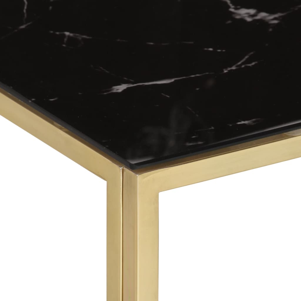 vidaXL Mesa de centro aço inoxidável e vidro temperado dourado