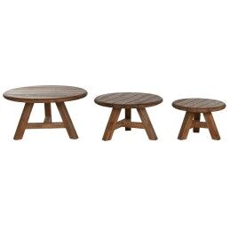 Home ESPRIT|Jogo de 3 mesas Home ESPRIT Teca 80 x 80 x 43 cm