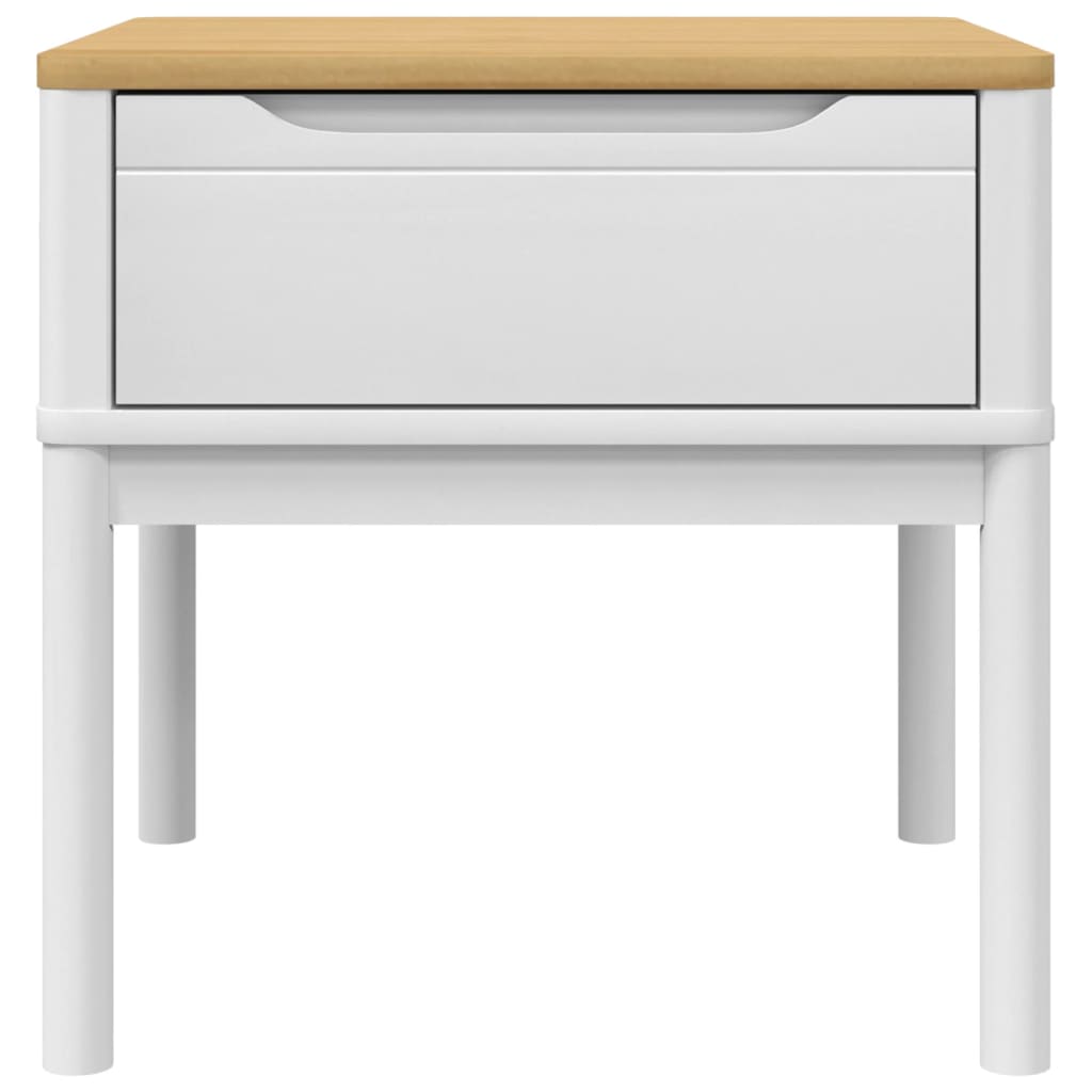 vidaXL Mesa para candeeiro FLORO 55x55x54 cm pinho maciço branco