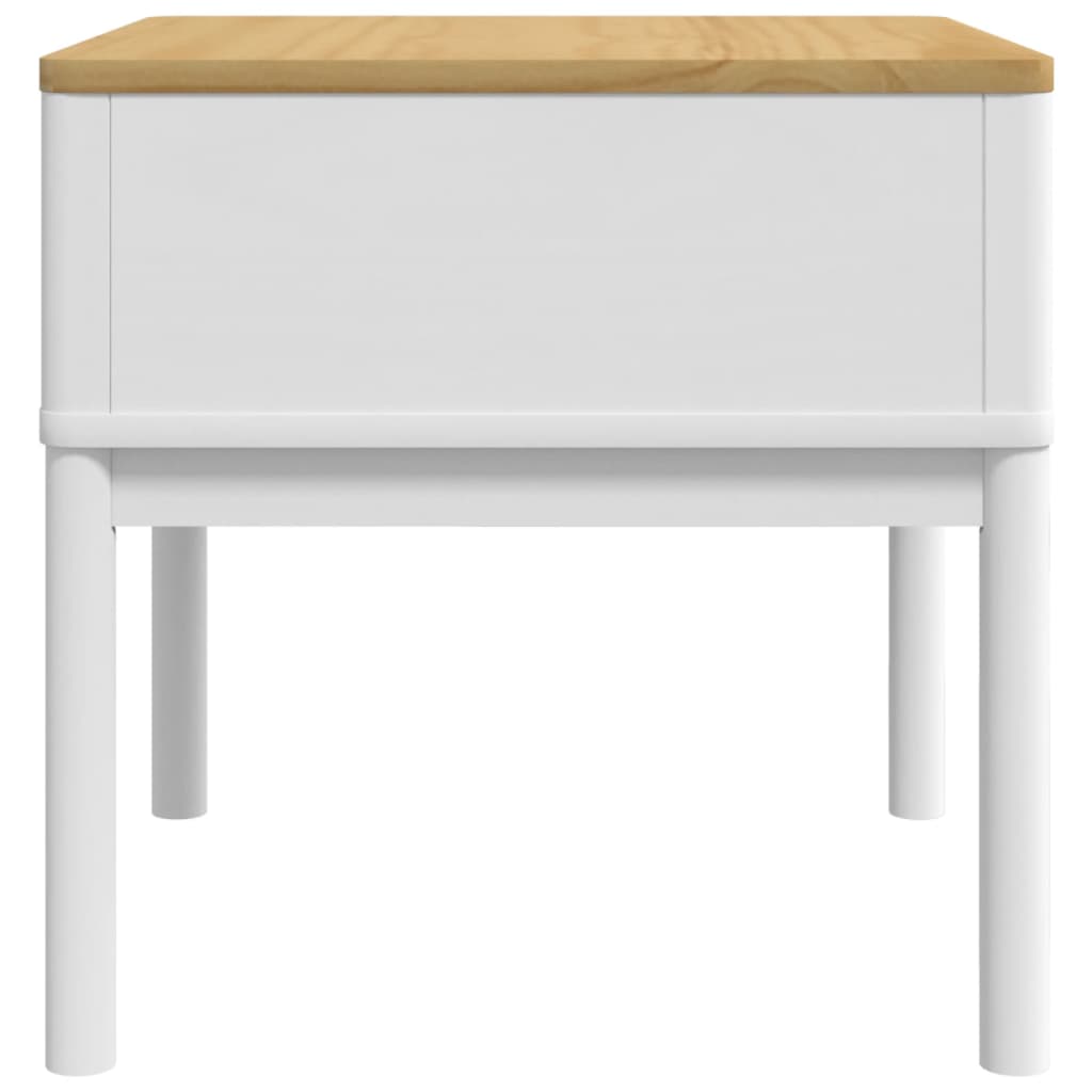 vidaXL Mesa para candeeiro FLORO 55x55x54 cm pinho maciço branco