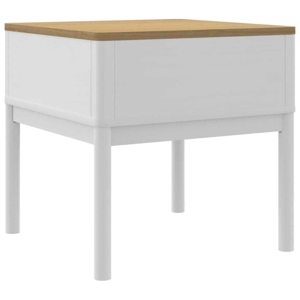 vidaXL Mesa para candeeiro FLORO 55x55x54 cm pinho maciço branco