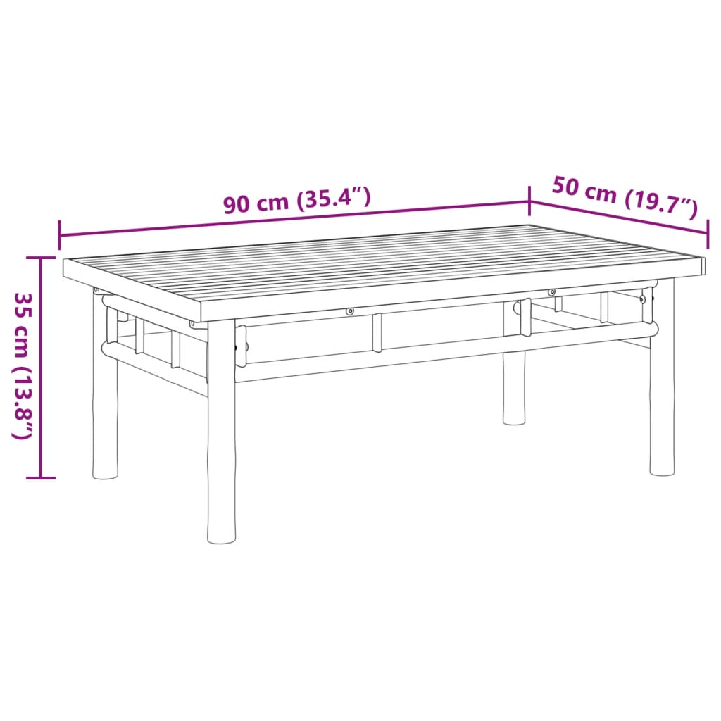 vidaXL Mesa de centro 90x50x35 cm bambu