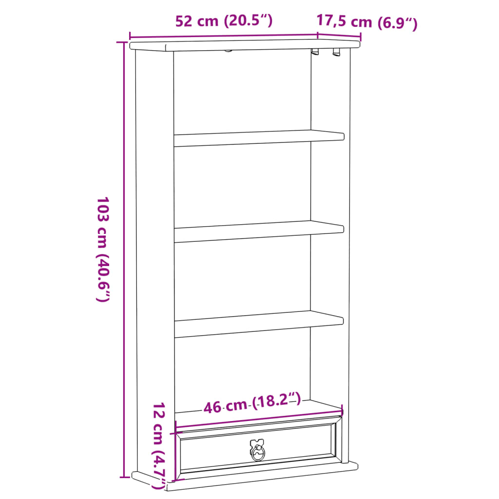 vidaXL Móvel para CD Corona 52x17,5x103 cm madeira de pinho maciça