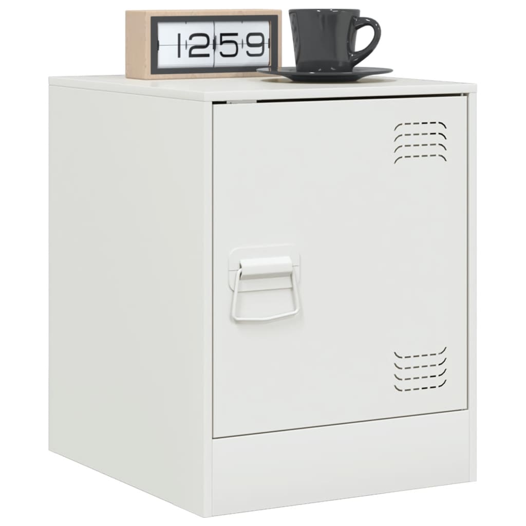 vidaXL Mesa de cabeceira 34,5x39x44 cm aço branco